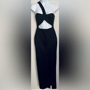Black One Shoulder Cutout Maxi Dress